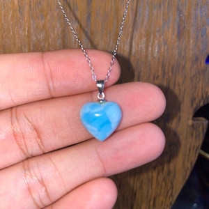 Natural Larimar Stone Heart Necklace