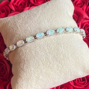 White Opal Silver Bracelet