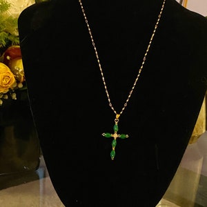 Green Jade Cross Necklace