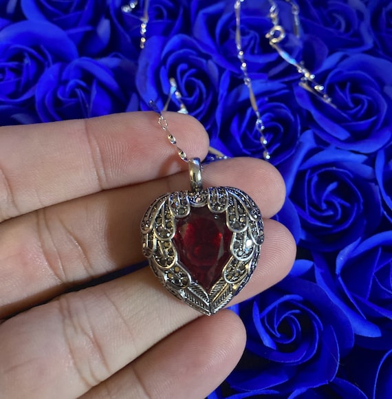 Vintage ruby deals heart pendant