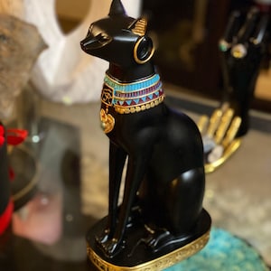 Large Black Egyptian Cat Figurine