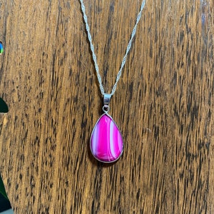 Rose Agate Silver Necklace