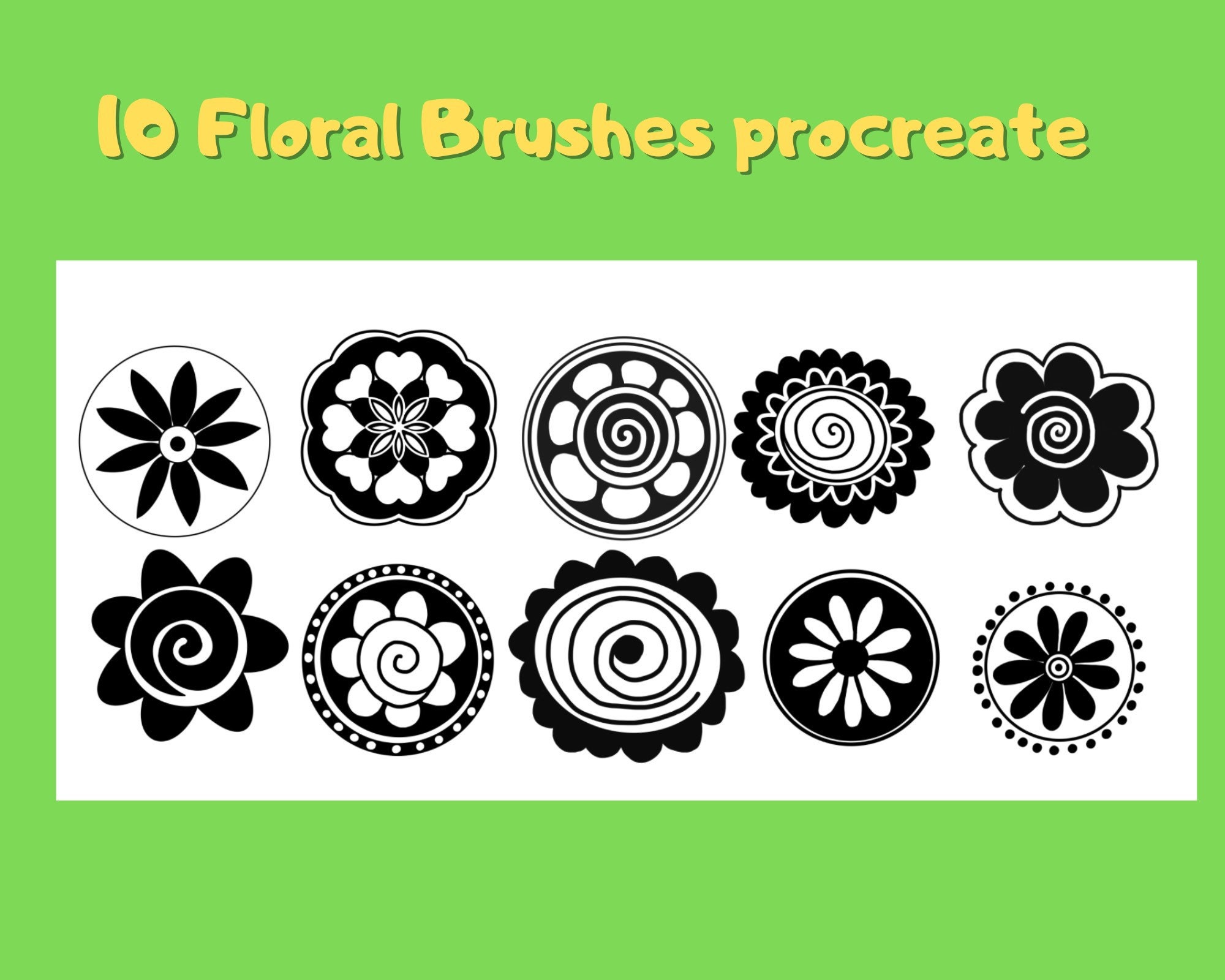 10 Floral Brushes for Procreate / Brush Stamp Set Download - Etsy