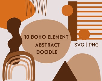 10 Boho Doodle elemento SVG , PNG / Abstract paint png