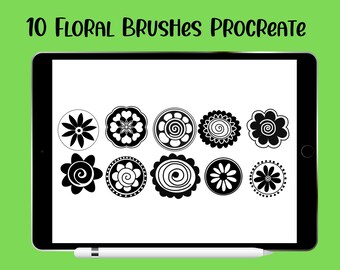 10 pennelli floreali per Procreate / Set di timbri a pennello scaricare