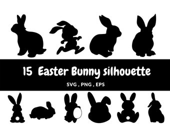 Silhouette coniglietto di Pasqua SVG PNG / file di taglio coniglio - sagoma di coniglio