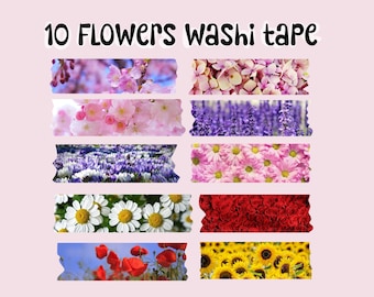 10 nastro Flower Washi / Nastro di marcatura, adesivo digitale per planner su iPad