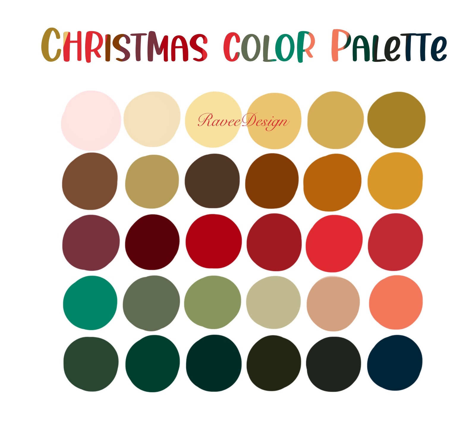 Christmas Color Palette, Swatch Palette for Procreate Palette on iPad
