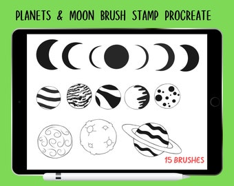 Planets & Moons Brush set per Procreate su iPad / Procreate Brush Stamp