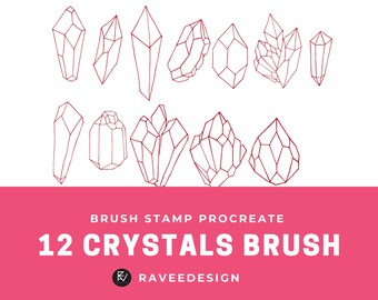 12 Cristalli & Stone Brush Stamp per Procreate / Procreate pennello set su iPad