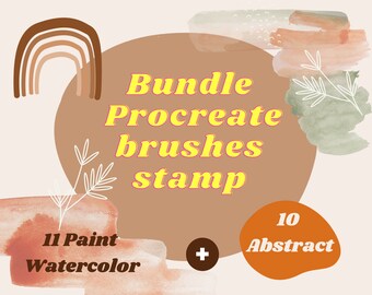 Bundle procreate pennello timbro / timbro pennello acquerello, boho timbro pennello astratto
