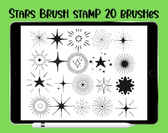 Star doodles set di spazzole / 20 pennelli procreate scintilla glitter pennello timbro per Procreate su iPad