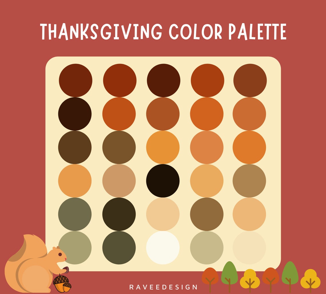 Thanksgiving Color Palette 30 Swatches Fall Days Color | Etsy