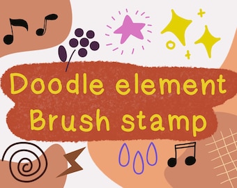 52 Pennello elemento Doodle per Procreate / abstract Boho Elements procrea timbro pennello