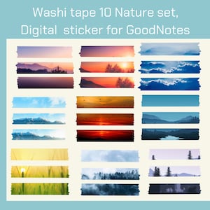 Nature set Washi tape | Digital Sticker for GoodNotes on iPad