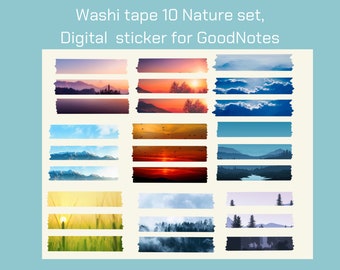 Nature set Washi tape | Digital Sticker for GoodNotes on iPad