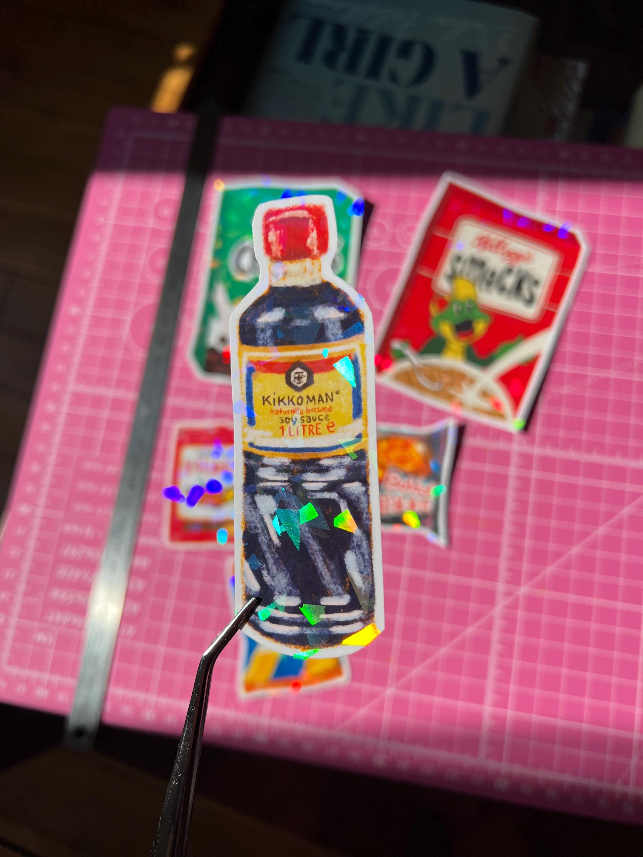 Kikkoman soy sauce holographic sticker 9.3x3cm