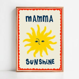 Poster per la festa della mamma di Mamma Sunshine - regalo per una mamma - poster personalizzato unico disegnato a mano - decorazione per camera da letto e soggiorno