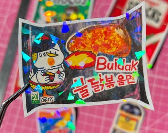 Buldak Korean ramen noodles holographic sticker - kawaii food - 5x7cm sticker