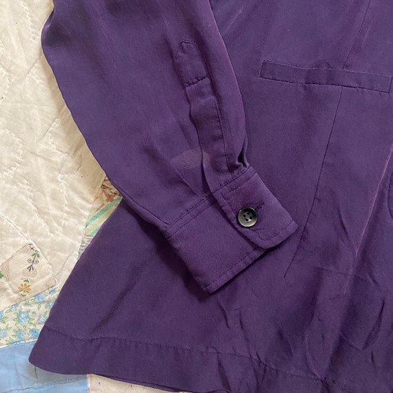Y2K designer purple silk structured peplum blouse - image 7