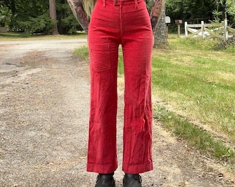 70s 80s vintage Philippe Salvet salmon wide whale corduroy wide leg pants