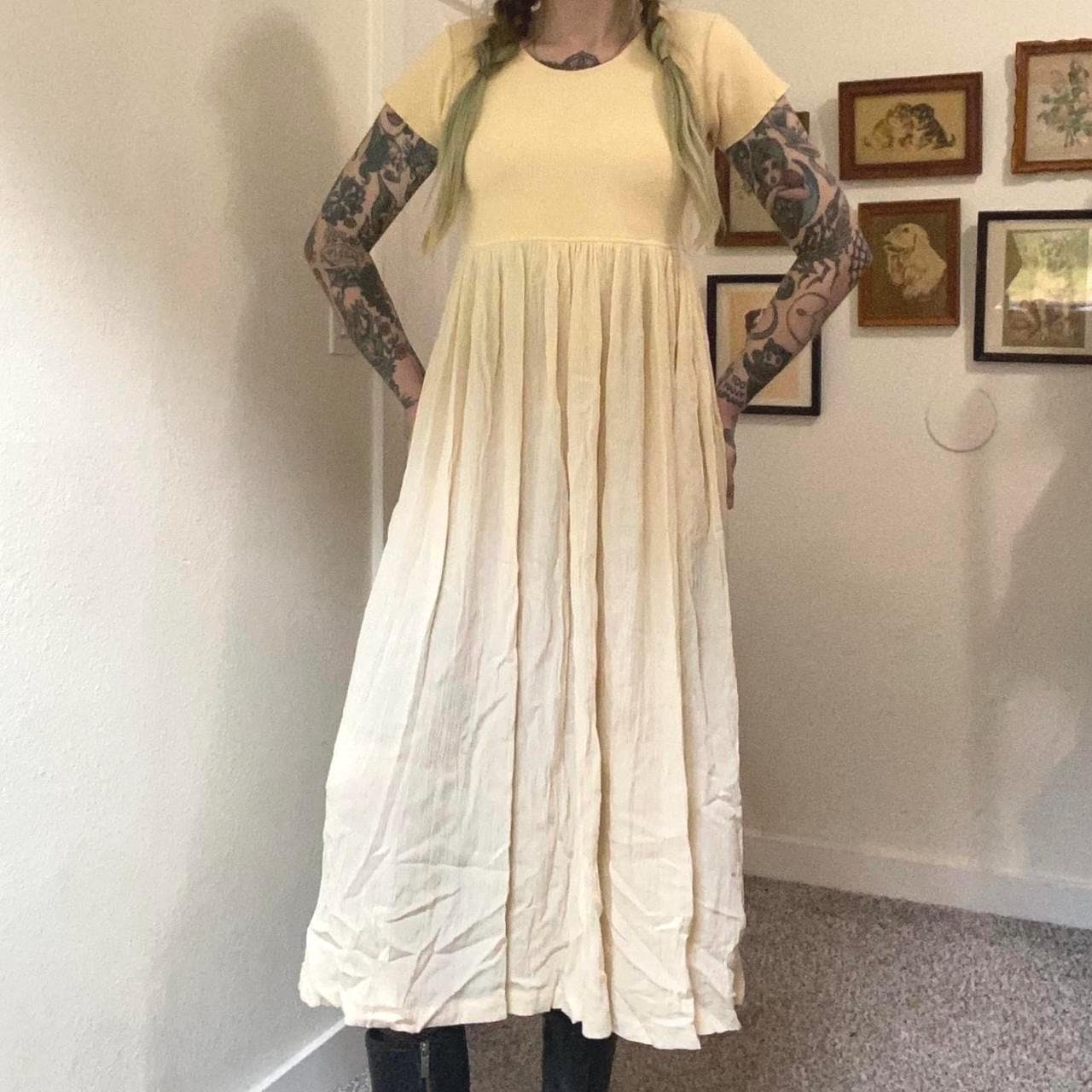 knee length dresses for ladies Mustard Gauze Babydoll Dress main image 1