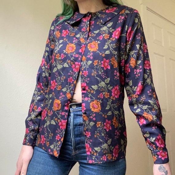 80s 90s vintage floral collared blouse by Charter… - image 4