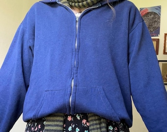 70s vintage blue zip up hoodie