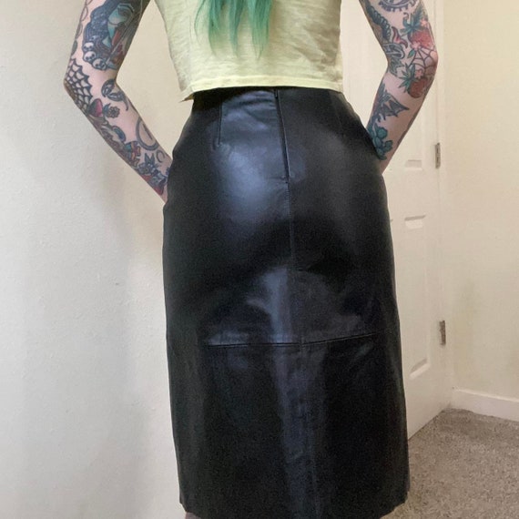 Y2K black leather midi skirt by Old Navy Collecti… - image 4