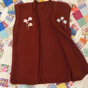 60s 70s vintage rust hand knit vest