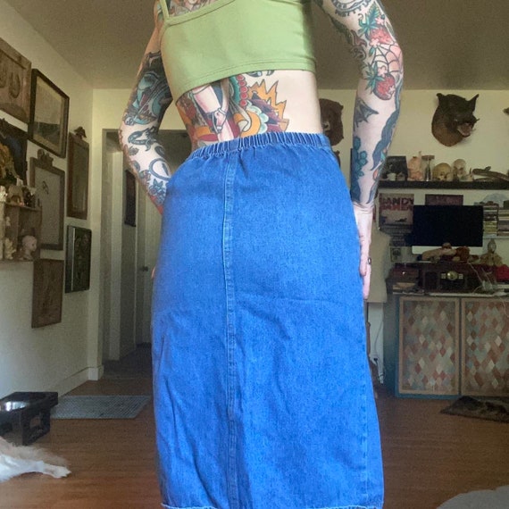 90s vintage medium wash denim skirt by R Wear Ram… - image 5