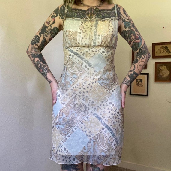 90s milkmaid dress Vintage 90s Gothic Flocked Velvet Floral Dress - Medium