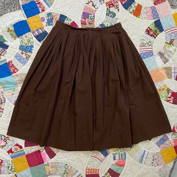 50s vintage handmade brown cotton circle skirt - image 4