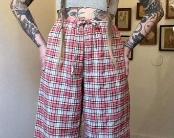 90s vintage cotton plaid flannel pajama pants