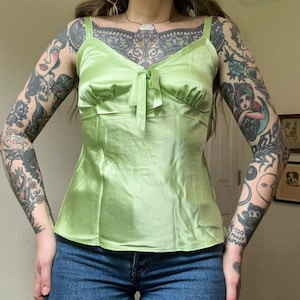 Y2K vintage minty green silk tank top