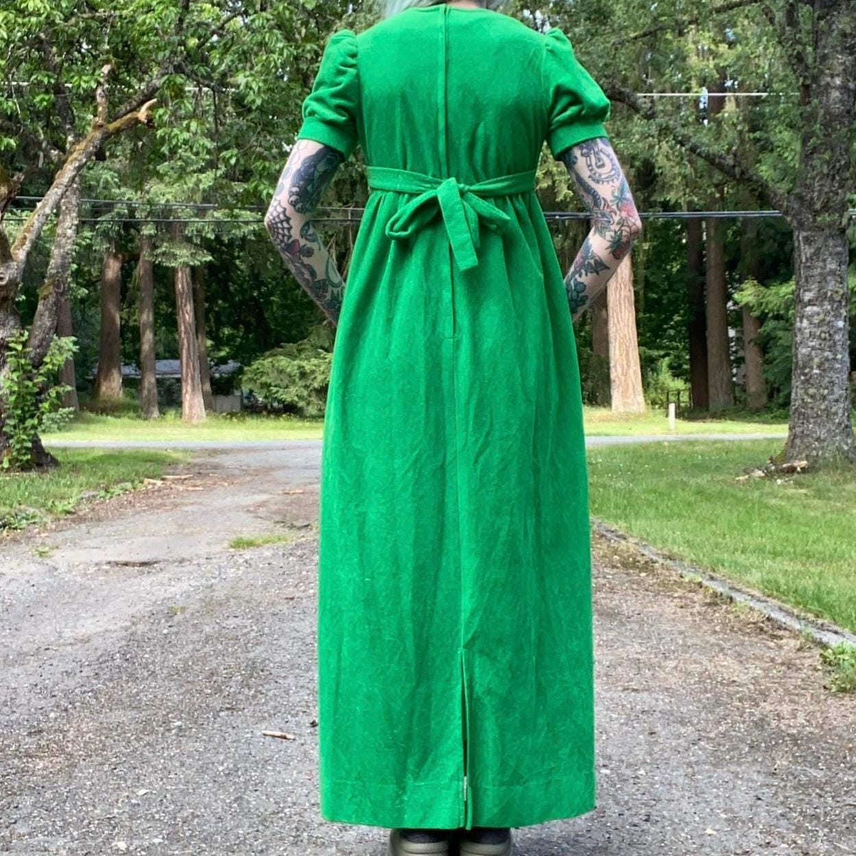 green felt dress Unique Vintage Green Plaid Belted Cotton Shirt Dress main image 1