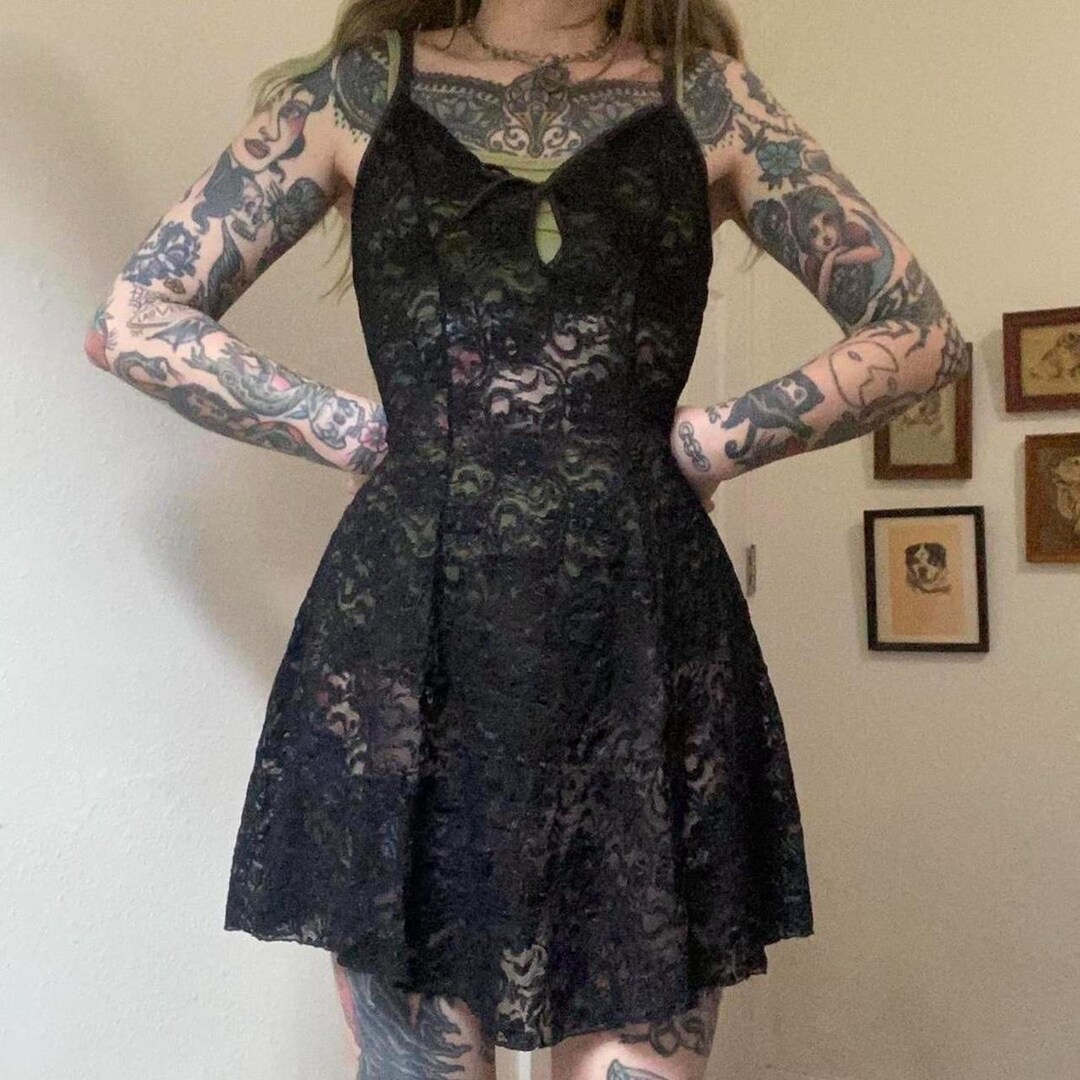 Amrei VINTAGE LIKE LACE DRESS ブラック Ameri（アメリ）の「VINTAGE