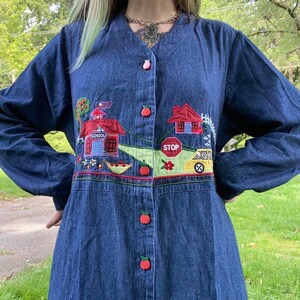 vintage denim teacher dress 90s Dark Wash School Button Down Maxi School teacher Color:White Dark Green 050126 6 Bridesmaid Dress Trends
