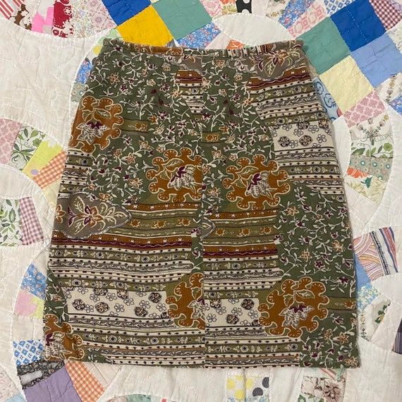 Vintage cotton patchwork earth tone mini skirt - image 6