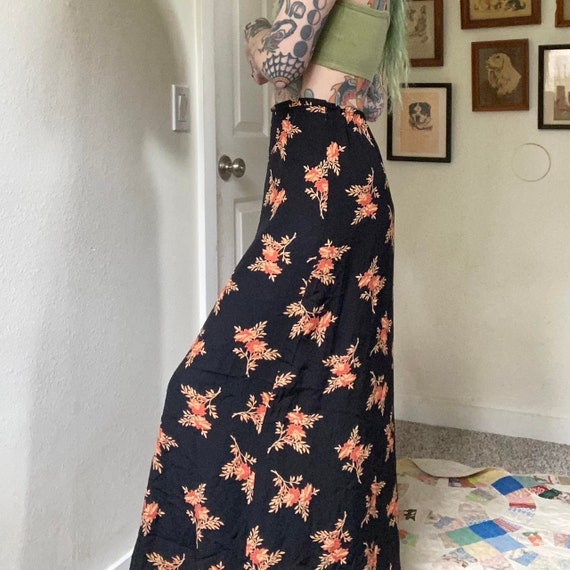 90s vintage Laura Ashley black floral maxi skirt - image 5