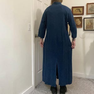 Vestido largo con botones de tencel azul aciano vintage de los años 80 y 90 imagen 9
