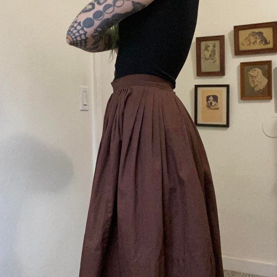 50s vintage handmade brown cotton circle skirt - image 2
