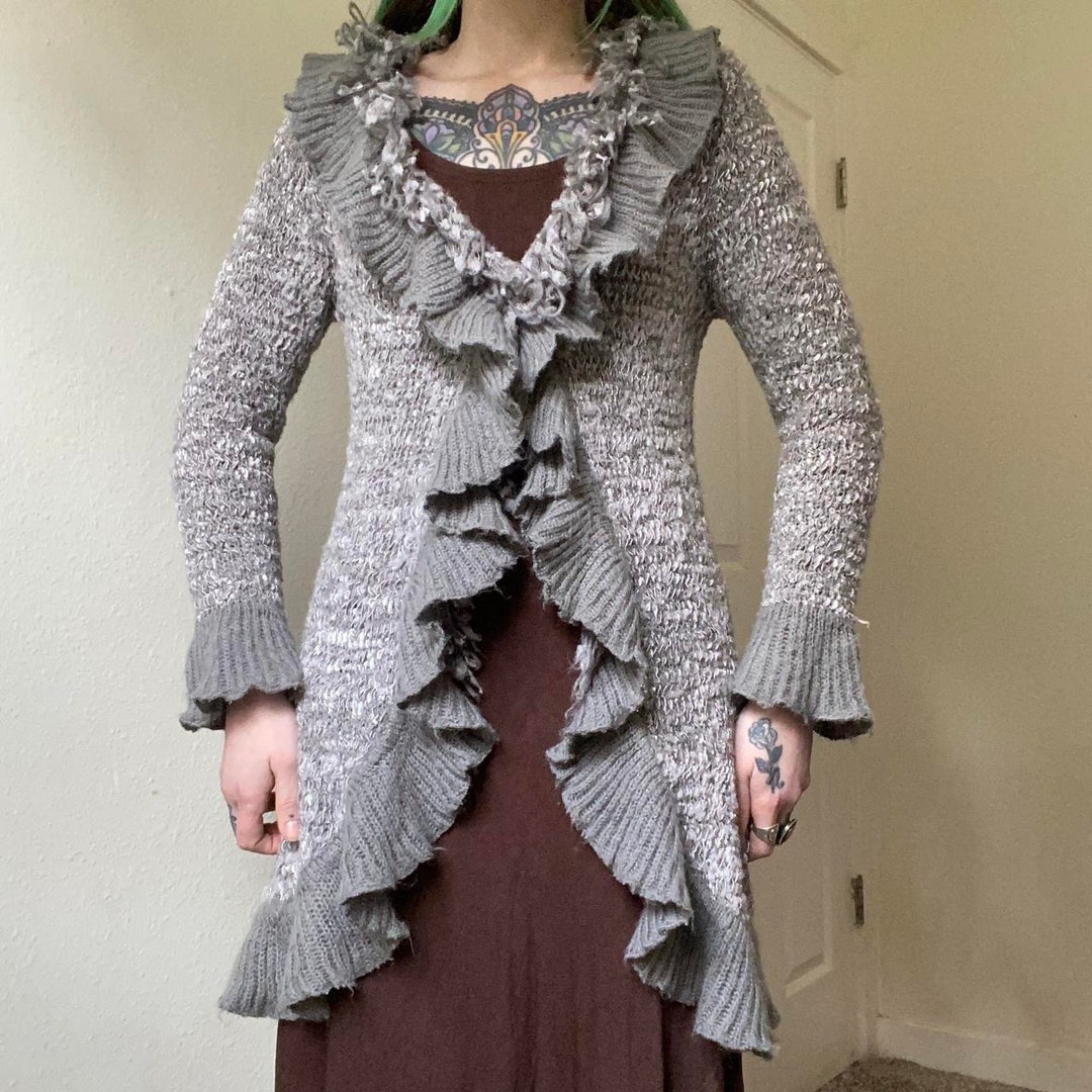 トップス used gothic over frill cardigan Ruffled Tie Front Cardigan CJ425 - Korean Women's Fashion