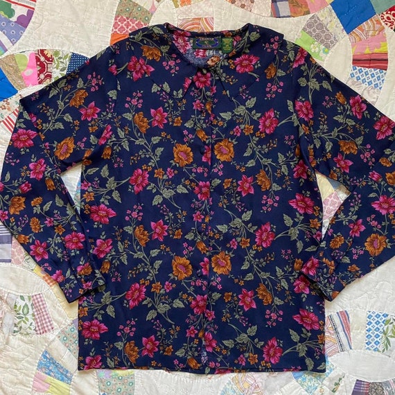 80s 90s vintage floral collared blouse by Charter… - image 5