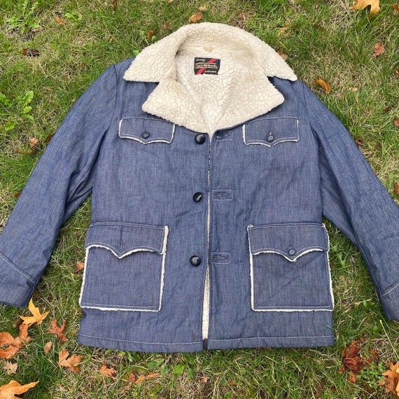 Vintage 70s Sears Denim Chore Coat: Sherpa Lined Workwear