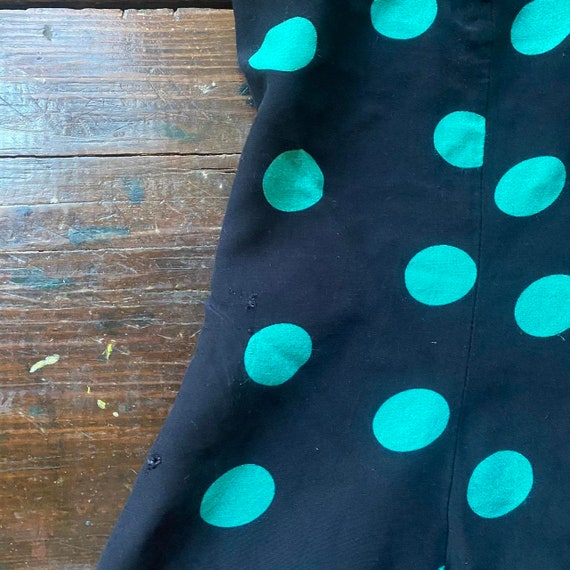80’s 90’s vintage black and turquoise polka dot m… - image 7