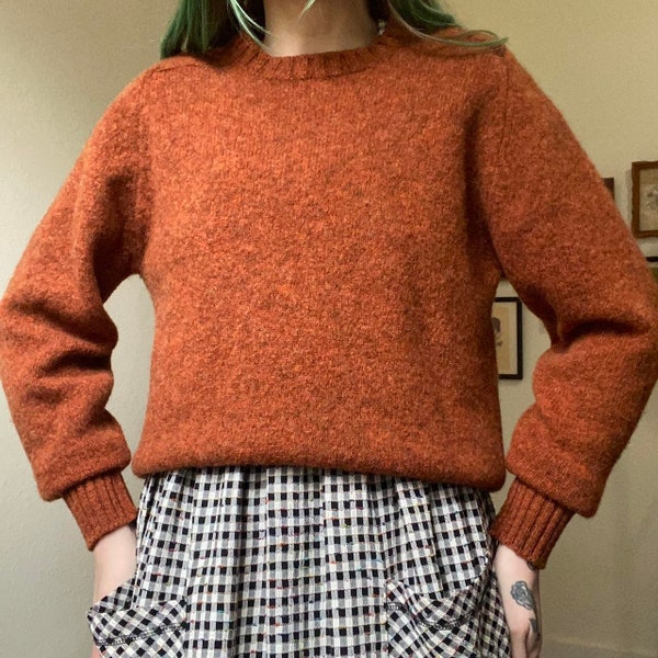 90s vintage burnt orange shetland wool raglan sweater