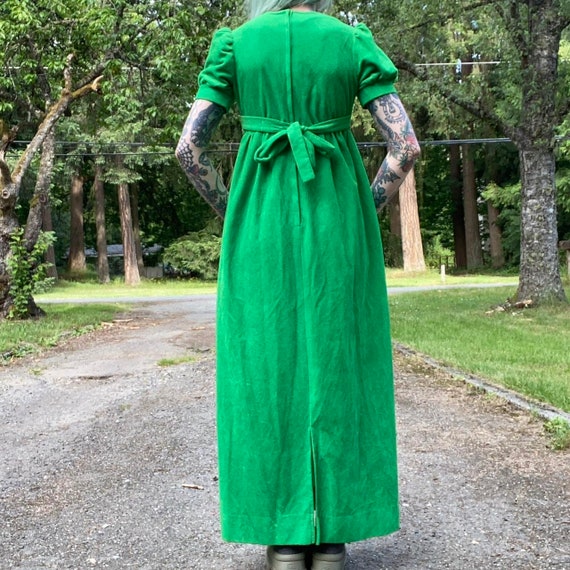 60s 70s vintage vibrant grassy green puff sleeve … - image 2