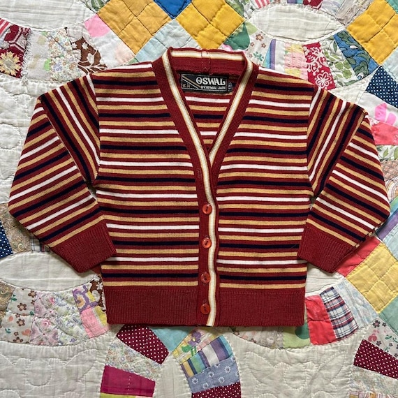 70s 80s kiddos striped cardigan sweater