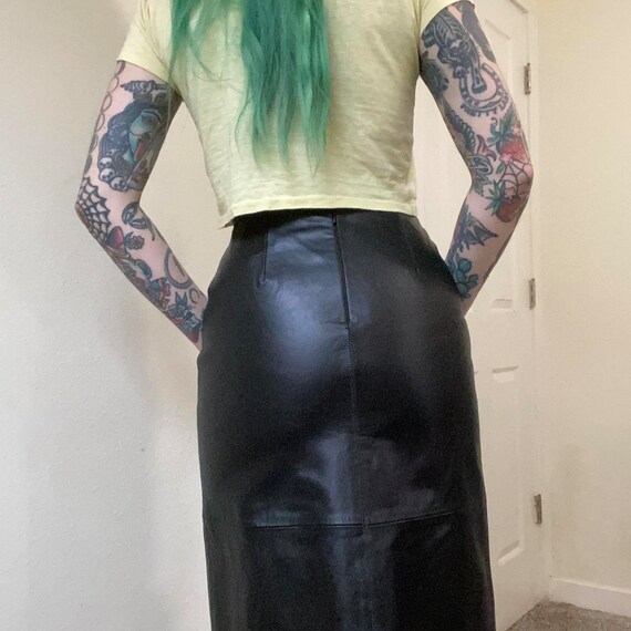 Y2K black leather midi skirt by Old Navy Collecti… - image 2